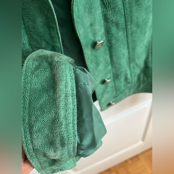 Green genuine leather jacket, size S - Picture 6 of 8